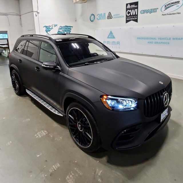 Matte black vinyl has been popular for years now! Y’all lovin’ it or over it?! 🤔  *****************************************************  #wrap #wraps #matte #matteblack #vinyl #vinylwrap #3m #avery #wrapshop #wrapinstallers #mercedes #mercedeswrap #black #car #cars #suv