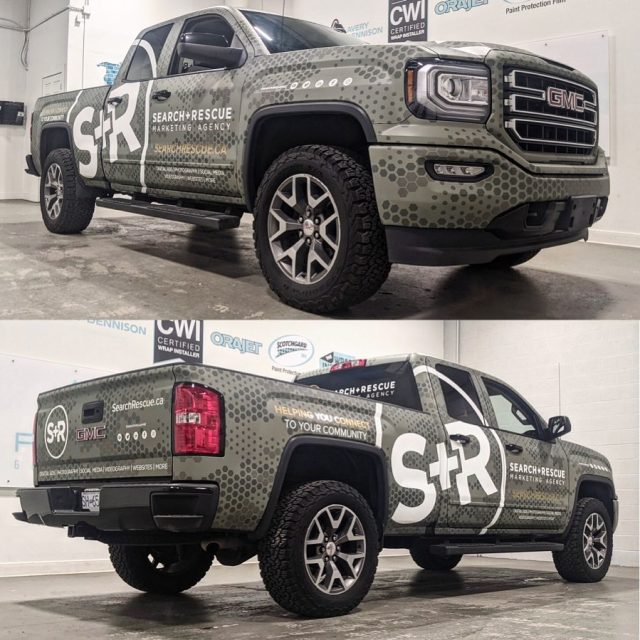 A couple more shots of the wrap for the legends with @searchrescuemarketing! This design would get noticed from a mile away…..if it’s wasn’t for the camouflage 👀  ****************************************************  #camo #camouflage #wrap #wraps #wrapped #matte #truck #truckwrap #marketing #graphics #advertising