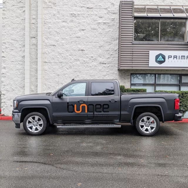 The first of two vehicles for @bungeeaccess this week. We used 3M Matte Black vinyl to wrap their vehicles. We then added gloss, cut vinyl decals on top. Subtle, but effective branding. Thank you for working with our team! 🔥

*******************************************************

#wrap #truck #truckwrap #matteblack #matte #mattewrap #3m #advertising #vehicledecals #vehiclegraphics