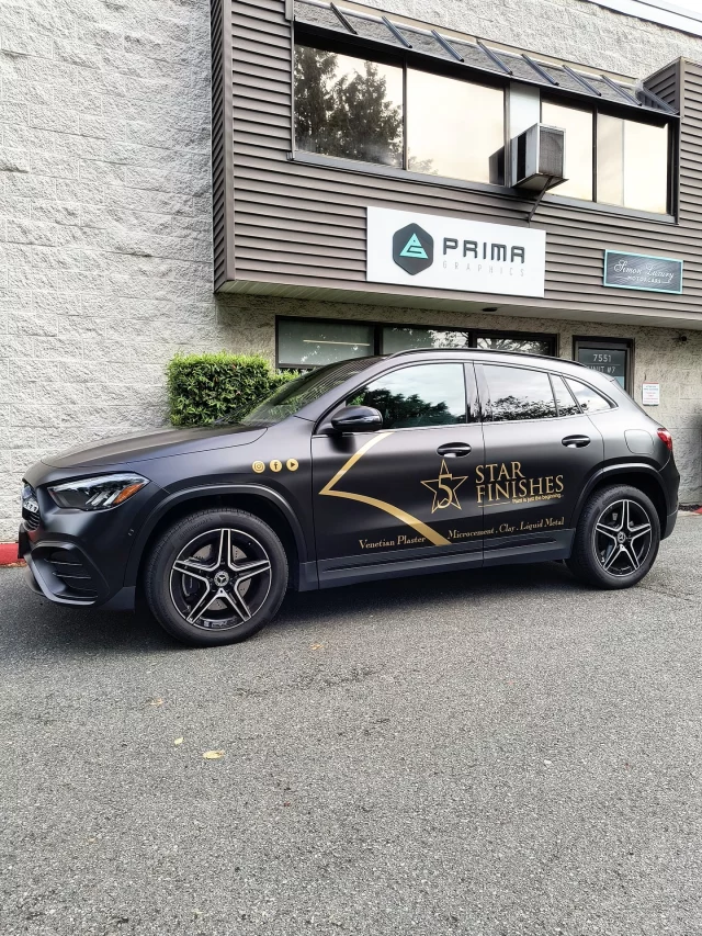 Blacked out and bold. 🖤✨

We just wrapped a beautiful Mercedes GLA 250 for the team with @5starfinishes. We used 3M Satin Black Vinyl for the wrap, then added gold decals for a sleek, high-contrast look that commands attention. Classy, clean, and built to impress—just like their brand.

Looking to elevate your vehicle’s look?
📲 DM us — Let’s get you wrapped.

#VehicleWrap #VinylWrap #SatinBlack #GoldDecals #FiveStarFinishes #PrimaGraphics #MercedesWrap #CustomGraphics #WrapLife #CarWraps #BusinessBranding #WrappedByPrima