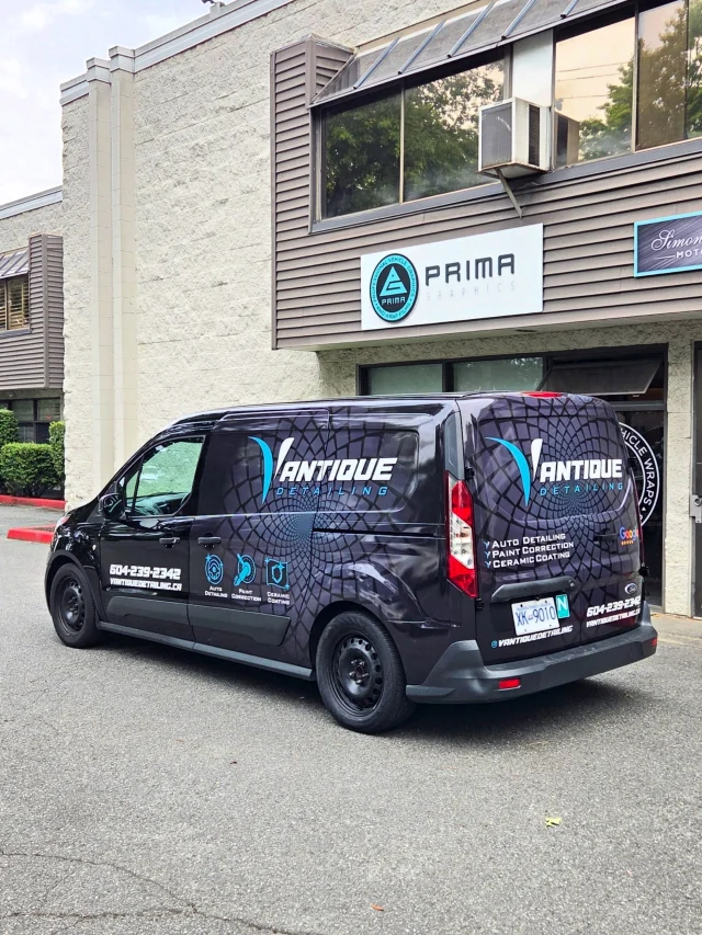 ✨ Check out this fresh new wrap for Vantique Detailing! 🚐🔥

Our team handled the entire project from design and print to professional installation, creating a bold look that’s built to turn heads and promote their business wherever they go.

A huge thank you to Vantique Detailing for trusting Prima Graphics with their new ride. If you’re ready to make your business stand out on the road, we’d love to help!

#PrimaGraphics #VehicleWrap #VehicleGraphics #CustomWraps #FleetGraphics